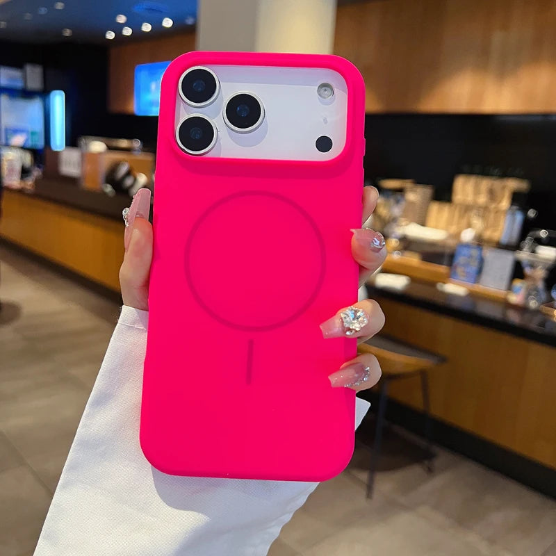 For Magsafe Magnetic Wireless Charging Luxury Solid Color Liquid Silicone Phone Case For iPhone 17 Pro Max