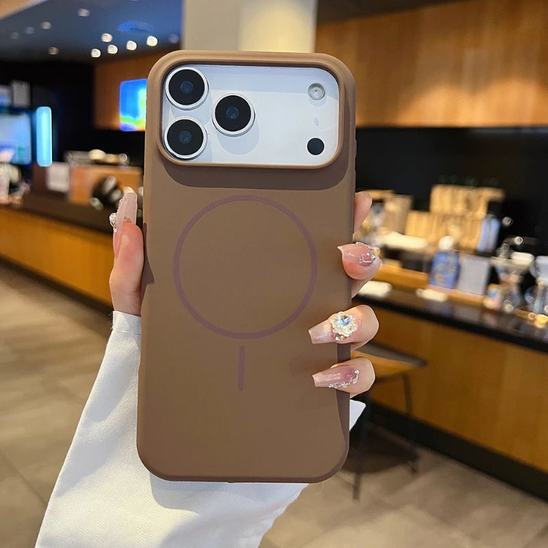 For Magsafe Magnetic Wireless Charging Luxury Solid Color Liquid Silicone Phone Case For iPhone 17 Pro Max