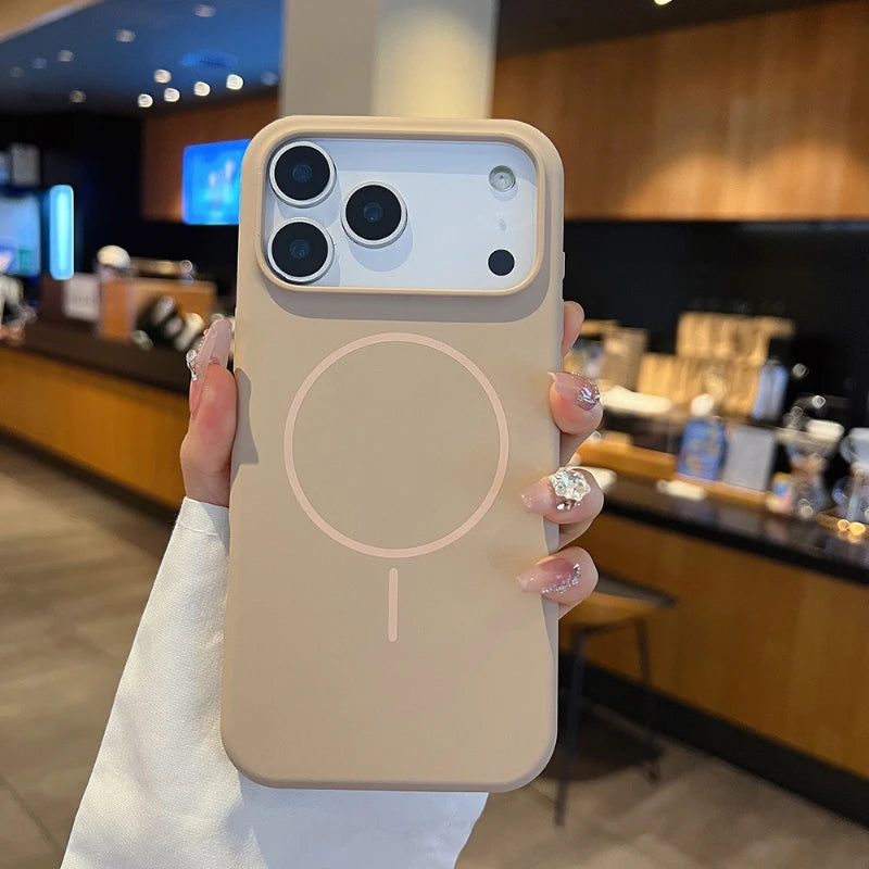 For Magsafe Magnetic Wireless Charging Luxury Solid Color Liquid Silicone Phone Case For iPhone 17 Pro Max