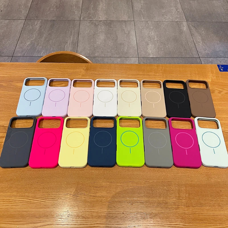 For Magsafe Magnetic Wireless Charging Luxury Solid Color Liquid Silicone Phone Case For iPhone 17 Pro Max