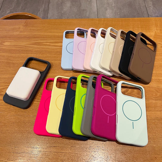 For Magsafe Magnetic Wireless Charging Luxury Solid Color Liquid Silicone Phone Case For iPhone 17 Pro Max